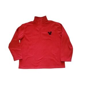 Disney Mickey Mouse Fleece Pull over Jacket Men's Red Size Large good Gondition